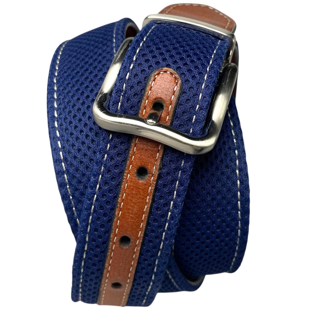 Tommy Bahama Men's Belt Reversible Mesh Performance XL 42"- 44" Navy/Tan Leather